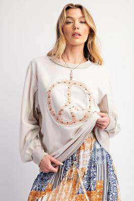 PEACE STUD PATCH FRONT COTTON JERSEY TOP