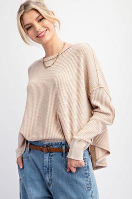 THERMAL MINERAL WASHED KNIT TOP