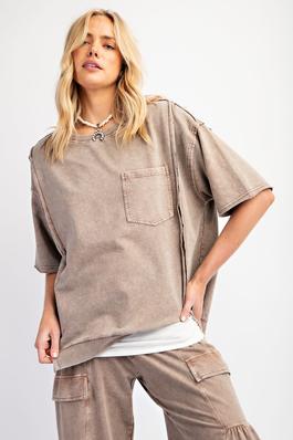 MINERAL WASHED TERRY KNIT TOP