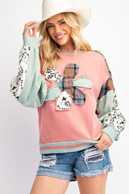 FLOWER PATCH MIX & MATCH SOFT WASHED CREW NECK TOP