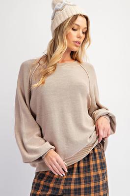 MINERAL WASHED KNIT SWEATER TOP