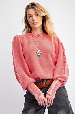 MINERAL WASHED KNIT SWEATER TOP