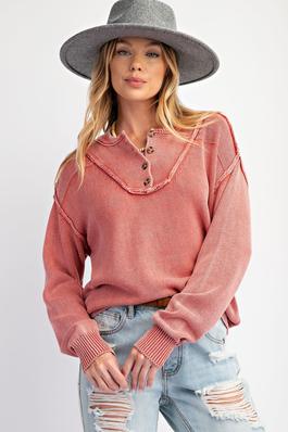 WASHED OUT KNIT SWEATER PULLOVER