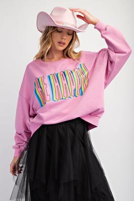 HAPPY PRINTED TERRY KNIT PULLOVER