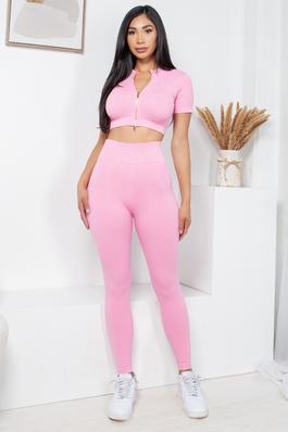 MINERAL WASH 2 -PIECE CROP TOP AND PANTS SET