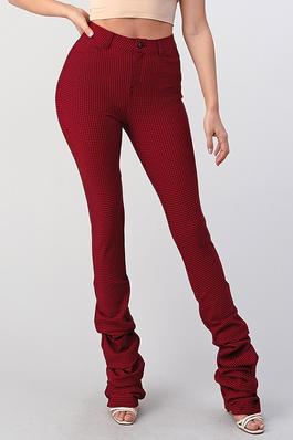 High waisted Ponte Ruched style Houndstooth Pant
