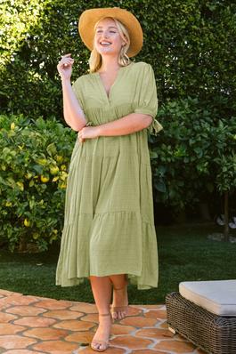Solid Woven Tiered Maxi Dress