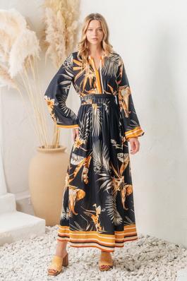Tropical Border Printed Maxi Dress