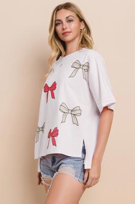 Bows Oversized Graphic T-Shirts