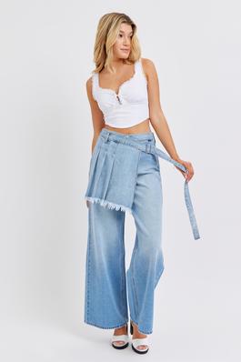 High Rise Wide Leg with Side Skirt