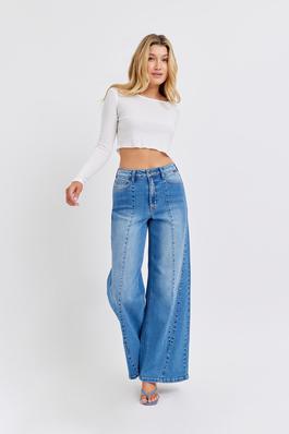 High Rise Wide Leg with V Shaped Seam