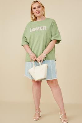 Plus Lover Verbiage Patch Raw Detail T Shirt   
