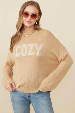 Womens Cozy Graphic Knit Pullover Sweater