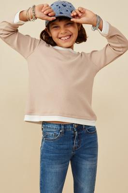 Girls Layered Look Ribbed Knit Top