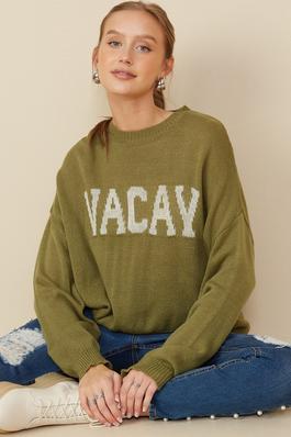 Girls Vacay Graphic Knit Pullover Sweate