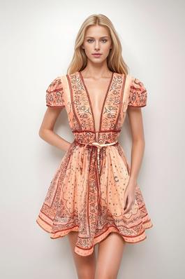 Bohemian V Neck Mini Dress
