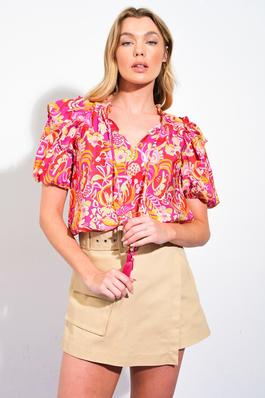 A printed woven top
