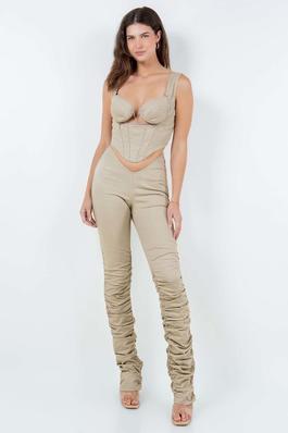 TWILL STACKED PANTS AND TOP SET