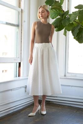 A textured woven midi skirt
