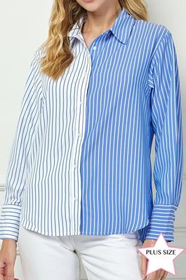 Striped button down blouse