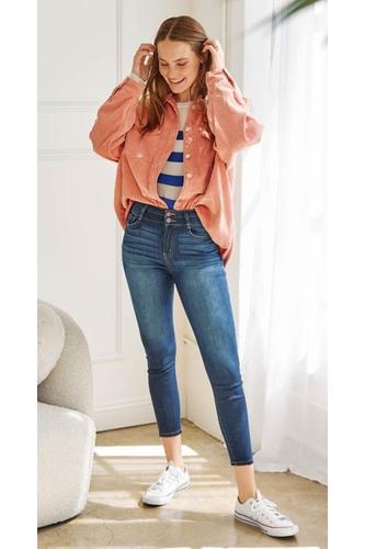 Double Waist banded High Rise Ankle Skinny Jeans