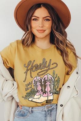 Howdy Cowgirl Boots Graphic T Shirts