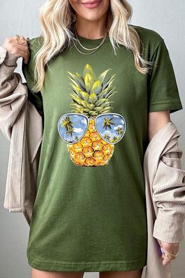Summer Pineapple Graphic T Shirts