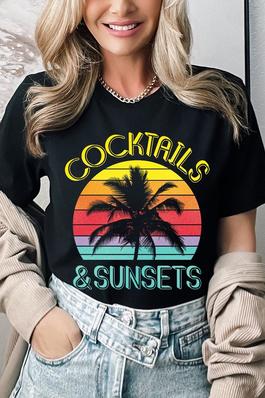 Cocktails & Sunsets Graphic T Shirts