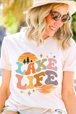 Retro Lake Life Graphic T Shirts