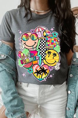 Hello Summer Collage Graphic T Shirts