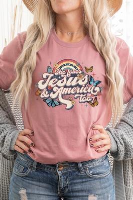 She Loves Jesus And America Too Graphic T Shirts