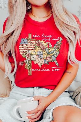 She Loves Jesus And America Too Graphic T Shirts
