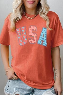 Floral USA Graphic Heavyweight T Shirts