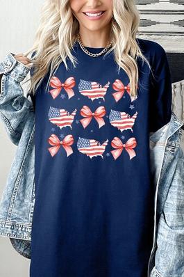Coquette Flag and Bow Graphic Heavyweight T Shirts