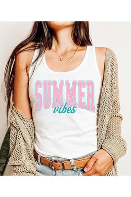 Summer Vibes Graphic Racerback Tank Top