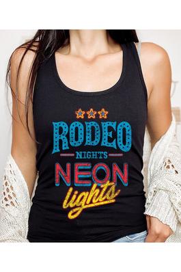 Rodeo Nights Neon Lights Graphic Racerback Tank