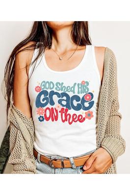 God Shed His Grace Graphic Racerback Tank Top