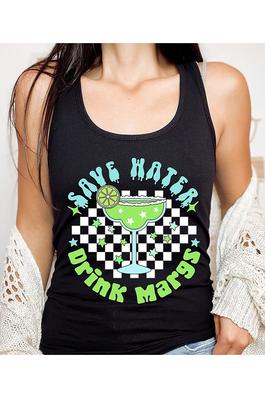 Save Water Drink Margs Graphic Racerback Tank Top