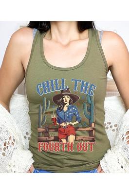 Chill The Fourth Out Graphic Racerback Tank Top