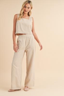STRIPED RELAXED CROP TANK AND PANTS SET