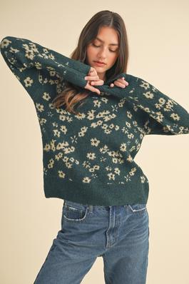 FLORAL BRUSHED SWEATER TOP