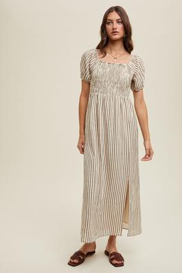 STRIPED MAXI DRESS WITH FRONT SLIT
