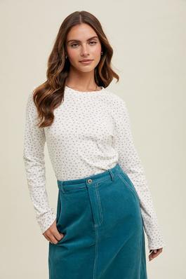 BASIC DAINTY FLORAL KNIT TOP