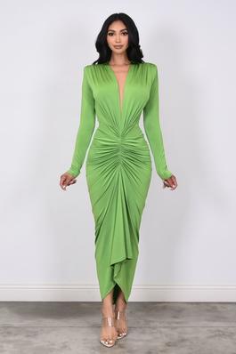 LONG SLEEVE RUCHED DRESS