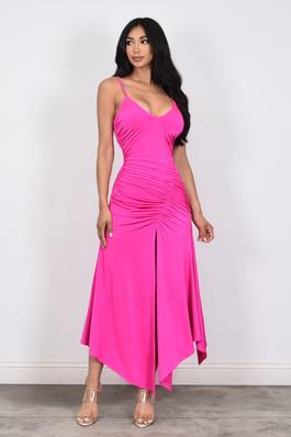 STRAPPED RUCHED MAXI DRESS
