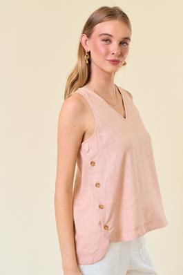 DOUBLE V-NECK TOP WITH SIDE PLACKET	