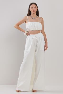 PLUFFY CROP TOP AND WIDE PANTS SET