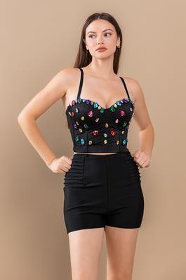GEM STONE ACCENTED BUSTIER