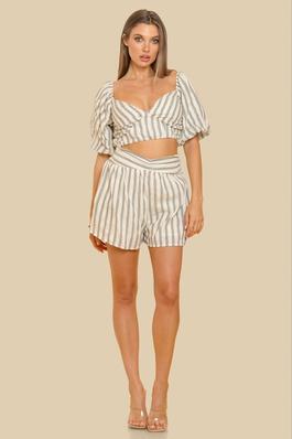 PUFF SLEEVE CROP TOP AND SHORTS SET