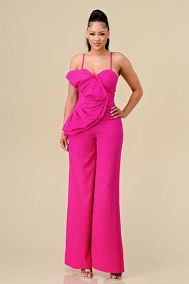 SIDE RUFFLE ACCENTED JUMPSUITS